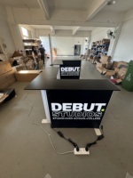 Comptoir d'angle lumineux en tissu pour salon professionnel, en forme de L, 10x10, avec boîte à lumière SEG
