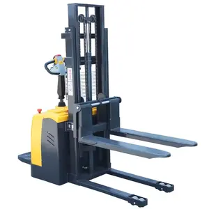 Electric Self-Loading Forklift 1200kg/1500kg/1600mm Lift Height Full Pallet Stacker Retail Farms Hotels 3500mm Reach Gear Core