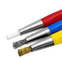 Ensemble de 3 brosses rétractables en fibre de verre et fil de laiton pour le nettoyage, le polissage et l'élimination de la rouille des bijoux et montres