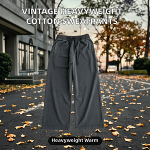 Vintage <b>Men's</b> Sweatpants Drawstring Mid Waist Loose Fit French Terry Acid Washed Casual <b>Trousers</b> - Product Image 2