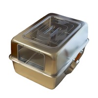 Bac à litière pour chat en acier inoxydable entièrement fermé, extra large 71x51x40cm, côtés hauts anti-éclaboussures pour plusieurs chats