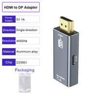 Adaptateur HDMI vers DP ULT-unite en alliage d'aluminium, unidirectionnel, 4K 60Hz, source HDMI vers moniteur DP, convertisseur mâle vers femelle