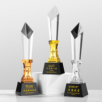 Trofeos de Cristal en Forma de Estrella y Pilar con Grabado de Logotipo Personalizado, Transparentes, de Alta Calidad, al por Mayor
