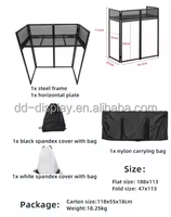 Cabine DJ mobile pliable en aluminium, simple, pour événements, avec façade en toile blanche/noire et structure métallique, avec plateau de table plat - Vente en gros