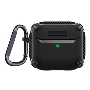 Para <span class=keywords><strong>Airpods</strong></span> 3 funda de lujo de fibra de carbono suave TPU a prueba de golpes con mosquetón gancho armadura funda para auriculares para Apple <span class=keywords><strong>Airpods</strong></span> 3 2 1 - Product Image 1