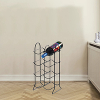 Casier à vin moderne avec support de rangement pour 6 bouteilles de vin, support de comptoir en acier noir fabriqué en métal, support de vin en fil métallique pour bouteille