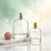 Flacon de parfum en verre vide 50ml 100ml, ovale, fond épais 15mm, pompe pulvérisatrice à sertir, logo personnalisé, atomiseur de voyage rechargeable, vente en gros