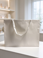 Sac cadeau en papier blanc cassé personnalisé avec poignée en ruban de tissu, sac en papier de luxe pour boutique de vêtements