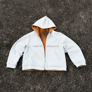 Sweat à capuche zippé réversible en maille gaufrée, personnalisé, épais, coupe ample et oversize, effet délavé soleil, double couche - Product Image 2