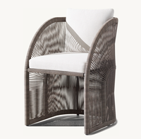 PAVONA Ensemble de salle à manger en aluminium finition poudrée avec manteau au design simple Fauteuil de jardin extérieur tissé en rotin PE