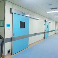 Portes médicales automatiques hermétiques coulissantes à battant en acier inoxydable SUS304 avec panneau de vision pour salle d'opération d'hôpital et salle blanche