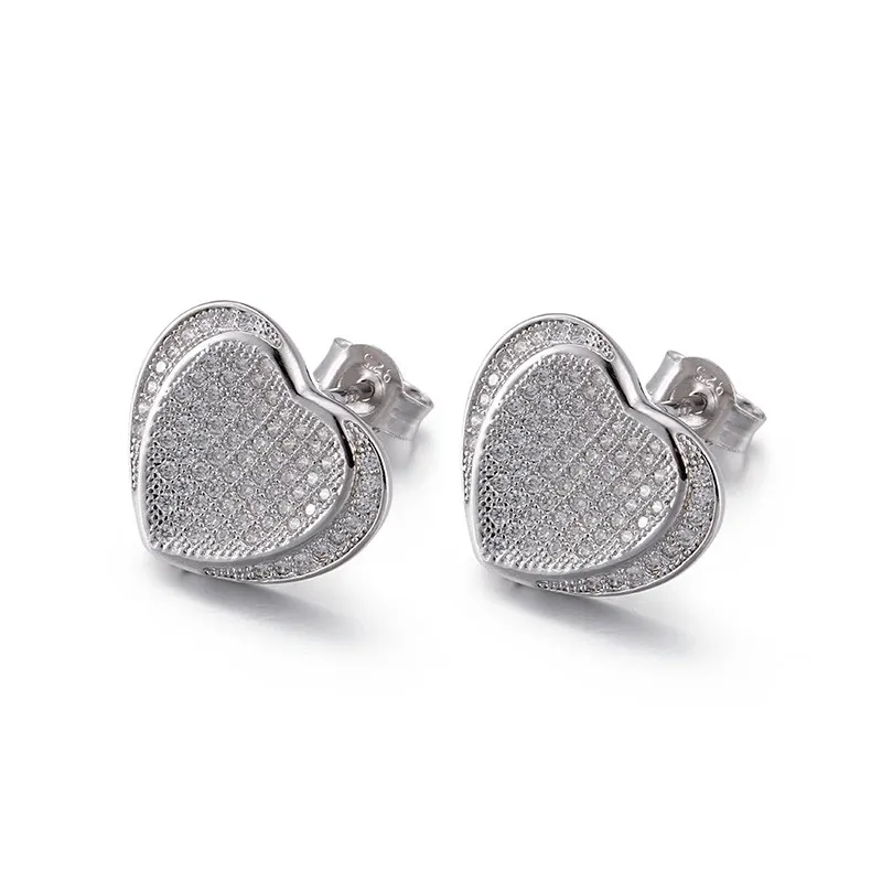 2.6g 925 Silver CZ Luxury Earrings Heart Shape Women's Earrings