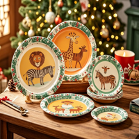 Assiettes en papier jetables de qualité alimentaire en gros, motif spirale, personnalisées pour mariage
