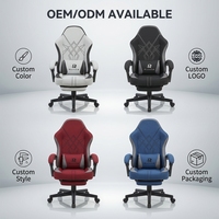 Chaise de jeu ergonomique inclinable et pivotante avec hauteur réglable et revêtement en tissu