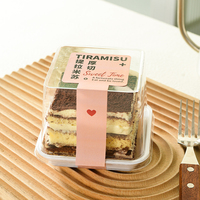 Grand couvercle Transparent carré Tiramisu gâteau boîte jetable PET matière plastique à emporter beignet Dessert blister emballage collations