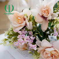 Bouquet de fleurs artificielles en soie, réaliste, fait main, haute simulation, pour centres de table de mariage et décorations de table, vente en gros