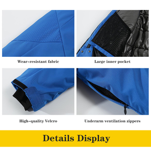 FLYSKI Combinaison de ski et de snowboard sur mesure avec logo personnalisé, fermeture éclair, taille plus, veste de ski à capuche pour homme, coupe-vent, respirante, imperméable, séchage rapide - Product Image 5