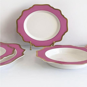 Juego de cena de porcelana de hueso de Color púrpura, Platos y platos de 5 piezas, cena con incrustaciones de oro de lujo para fiesta - Product Image 2