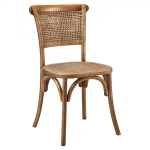 Rattan Seat Wooden Cane Back Chair