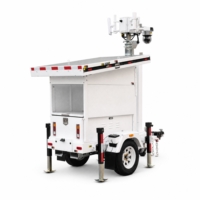 Menara CCTV Tenaga Surya Off Grid dengan Trailer Single Axle Berpenyangga untuk Keamanan Tempat Parkir dan Perimeter