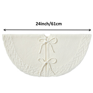 Jupe de sapin de Noël blanche en tricot chevron, 24/36/48 pouces, en <span class=keywords><strong>acrylique</strong></span>, avec collier de protection, décoration rustique pour les fêtes - Product Image 4