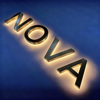 Or Alphabet 3D LED Signalisation Métal Extérieur Rétro-Éclairé Lettre Signe Logo pour Mur Éclairage Extérieur