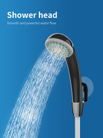 Équipement de camping en plein air populaire, ensemble de douche portable rechargeable en plastique noir pour le camping, la randonnée, le bain et les toilettes