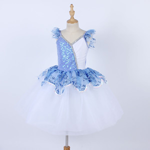 Robe de danse violette bleutée belle fille jupe de ballet tenue de danse costume lyrique de princesse de fête - Product Image 5