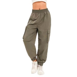 Pantalones Cargo Casuales para Mujer, de Cintura Alta, con Cordón Ajustable, para Actividades al Aire Libre, con Bolsillos, Estilo Jogger, Pierna Recta - Product Image 1