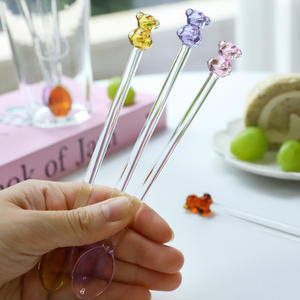 Nuovo cucchiaio da Dessert al latte creativo in stile giapponese, cucchiaio rotondo colorato, simpatico cucchiaio di vetro con manico lungo - Product Image 4