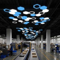 Panneau lumineux LED modulaire hexagonal pour l'éclairage des entrepôts, luminaire pour centre de distribution logistique