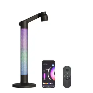 LED Table Lamp, Dimmable Bedside Reading Lamp, RGB Ambient Lighting with Music Sync Dynamic Scene Mode for Bedroom