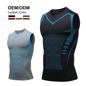 Service OEM Respirant Hommes Shapewear <span class=keywords><strong>Gilet</strong></span> Fitness Extérieur Sans Manches Sport T-shirt Haute Élastique Basketball Compression Shirt - Product Image 1