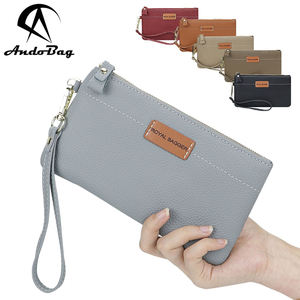 Portefeuille long et fin AndoBag, pochette en cuir véritable, sac de rangement portable grande capacité avec dragonne 1824 - Product Image 1