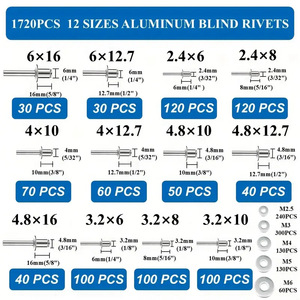 Baiguluo Pop Rivet Assortment Kit 1720 Pcs Aluminum Iron Blind Rivets Round Head Washer Included - Product Image 3