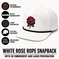Casquette Trucker OEM ODM en Corde Blanche Rose avec Broderie 3D Rouge, Maille Perforée au Laser, Chapeau Snapback Couleur Personnalisée, MOQ, BSCI, Barudan, Expédition DDP