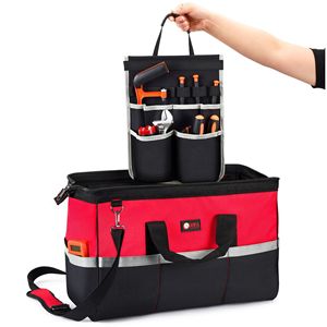 Shuangmeng'er <b>Tool</b> Duffle Bag Red 35-39 Pockets Double Handle With Inner Organizer For <b>Hardware</b> Electrical Woodworking <b>Tools</b> - Product Image 1