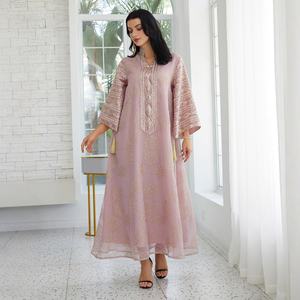 عباية نسائية أنيقة بمقاسات كبيرة، تصميم جديد طويل مطرز بالترتر، روب لخريف وصيف، مستوحى من الطراز الأوروبي الأمريكي بتصميم عربي عبر الحدود - Product Image 4