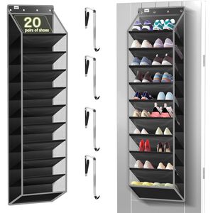 Over The Door Shoe Organizer 10 Tier Hanging Storage Rack Breathable Oxford Fabric For Shoes - Product Image 1