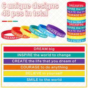 Bracelet en silicone imperméable de marque sportive tendance, style art populaire, avec lettrage gravé, remplissage coloré, bracelet promotionnel personnalisé imprimé - Product Image 5