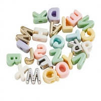 Perles en acrylique à grand trou plaquées UV, lettres et chiffres, pour tresses, perles pour cheveux, accessoires d'extension de dreadlocks