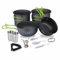 STARCAMP Ensemble d'ustensiles de cuisine d'extérieur 13-en-1 Kit de survie pour pique-nique, randonnée et cuisine, couverts inclus