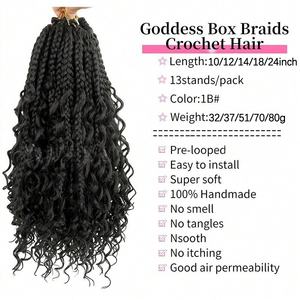 Boîte personnalisée pour tresses bohèmes, cheveux synthétiques pour tresses africaines, mèches de cheveux bouclés pour tresses au crochet, 14/20/22 pouces - Product Image 4