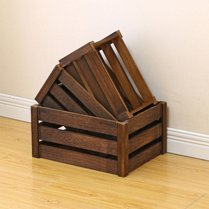 Thùng gỗ màu cam thùng gỗ thiết lập của 3 gỗ làm tổ lưu trữ - Product Image 3