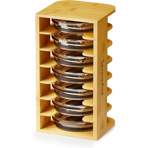 Organisateur de couvercles en bambou à 6 niveaux, étagère de rangement de cuisine multicouche, support de couvercles hermétiques sur pied - Product Image 1