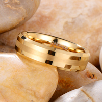 Bague en tungstène plaquée or 24 carats, bague en carbure de tungstène, bagues en tungstène pour hommes et femmes, bijoux tendance