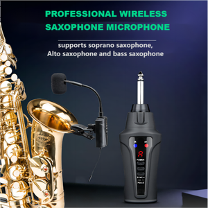 Instrumento de saxofón inalámbrico, sistema de micrófono de condensador UHF recargable profesional, Mejor Micrófono de saxofón con clip para la venta - Product Image 2