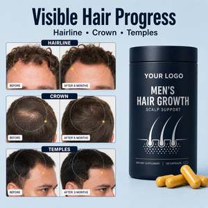 Cápsulas para el Cabello para Hombres OEM, Biotina, Zinc, Selenio, Colágeno, Densidad del Cuero Cabelludo, Vitaminas A, C, D, E, Suplemento Natural de Nutrición Diaria - Product Image 4