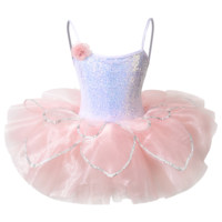 Vestido de Ballet para Niñas, Traje de Danza sin Mangas, Falda Tutú de Princesa con Lentejuelas, Vestido Bonito para Actuaciones en Escenario