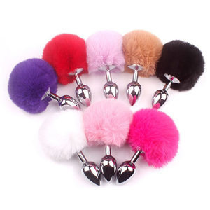 Plug anale in acciaio inossidabile con coda di coniglio, giocattolo erotico per stimolazione anale femminile e gay. - Product Image 2